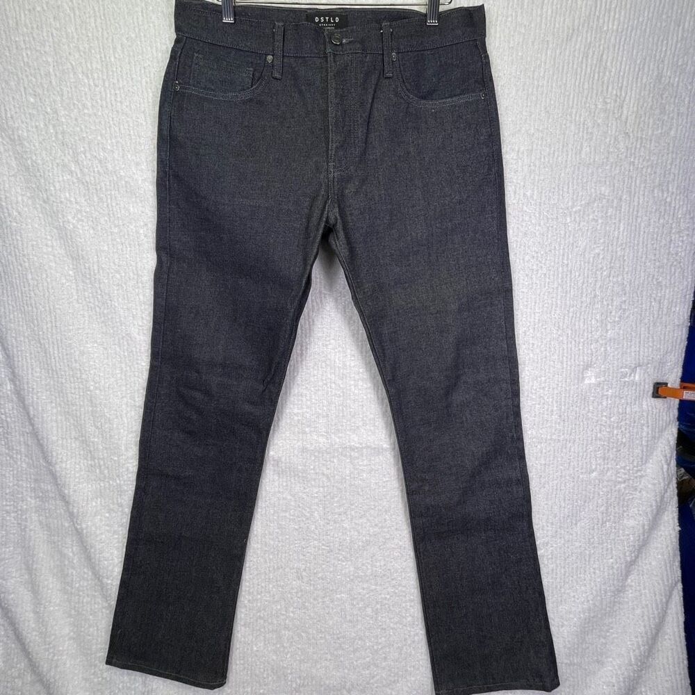 DSTLD Black Stretch Cotton Blend Button Fly Straight Leg Jeans Size 33x32